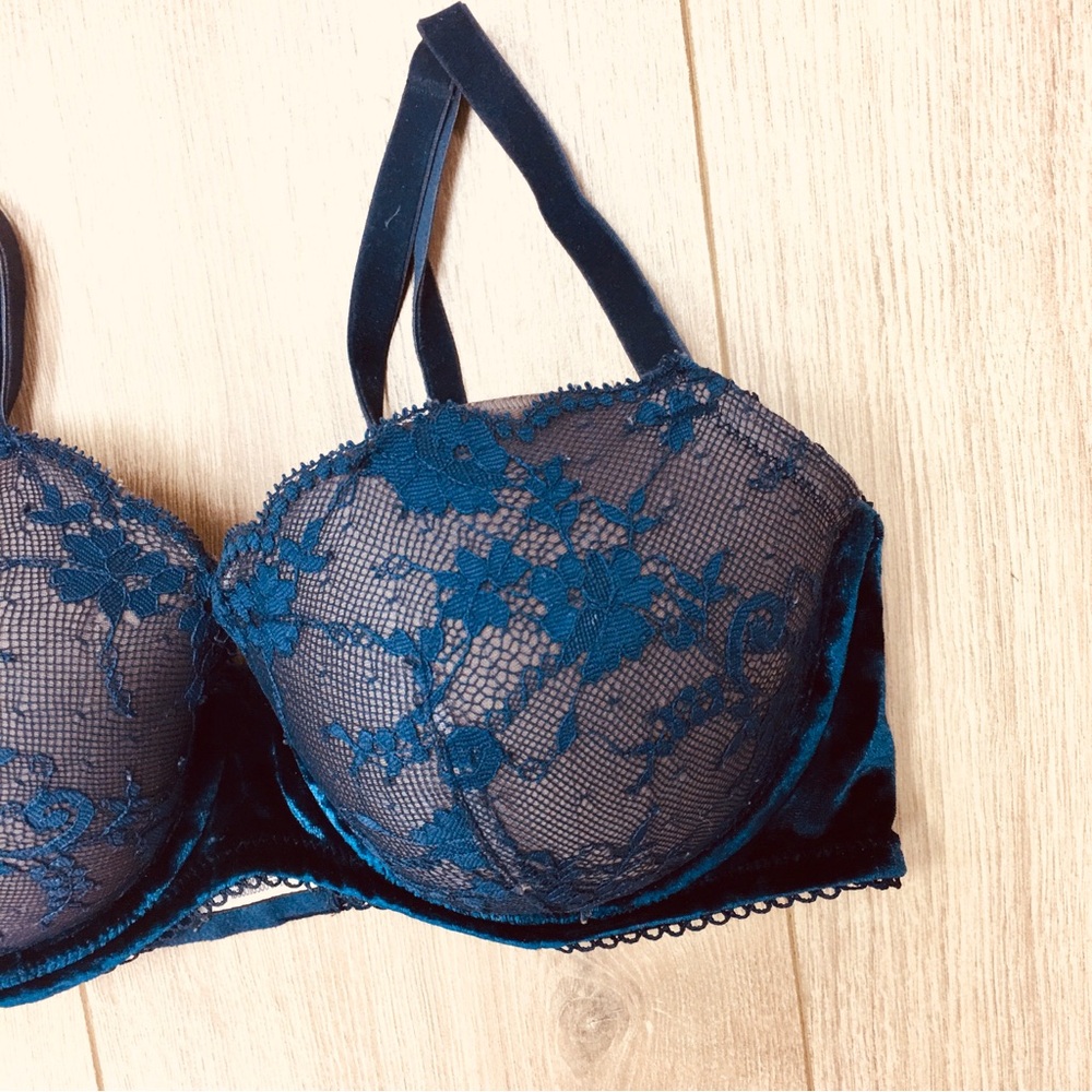 Victorias Secret dream Angels Demi bra 34DD lace 34E navy blue wedding bride